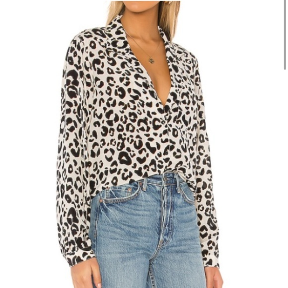 ANINE BING - Lilah Silk Blouse in Leopard XS